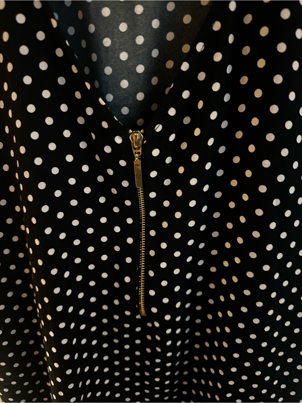 Express Black Polka Dot Zip-Front Top - Picture 6 of 16